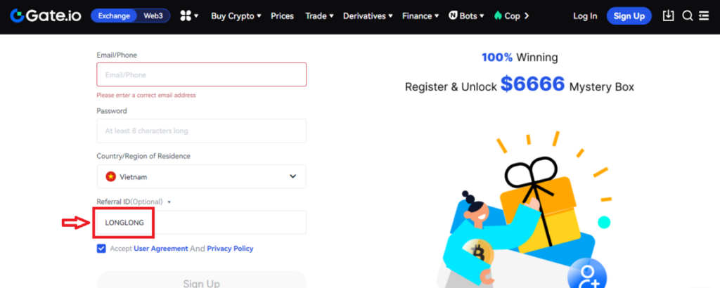 Open an account with Gate.io Bonus Code