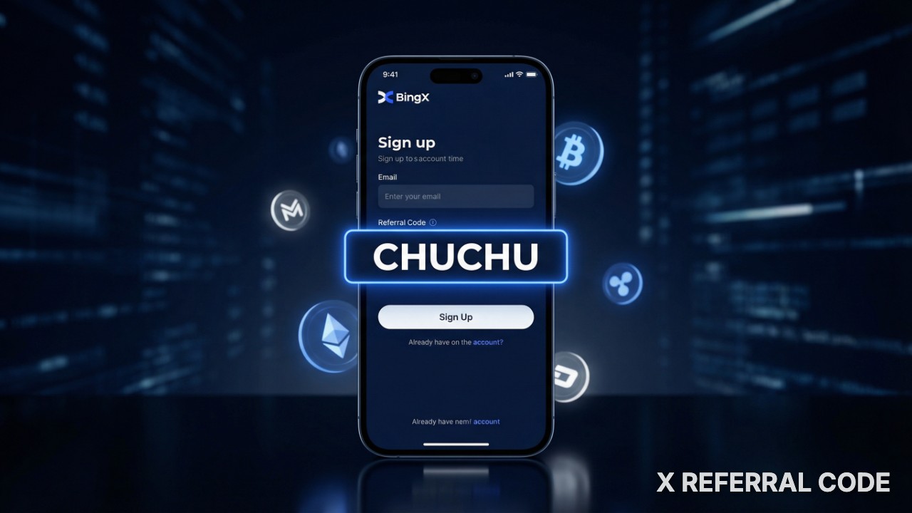 Giao diện biểu mẫu đăng ký tài khoản BingX với ô nhập mã giới thiệu CHUCHU hiển thị rõ nét