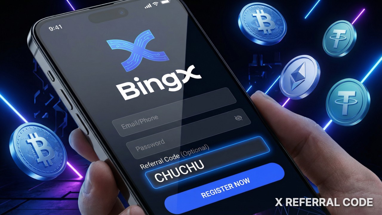 Giao diện đăng ký tài khoản BingX với mã giới thiệu CHUCHU được điền chính xác trong ô thông tin