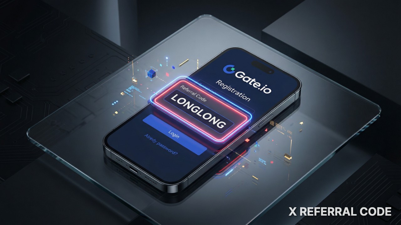 Giao diện đăng ký tài khoản Gate.io với mã giới thiệu LONGLONG được đánh dấu nổi bật