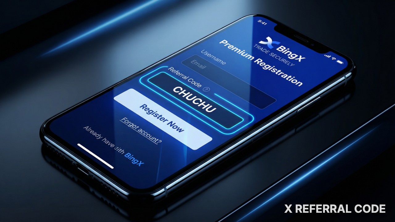 Giao diện đăng ký tài khoản BingX hiển thị vị trí nhập mã giới thiệu CHUCHU để nhận ưu đãi.