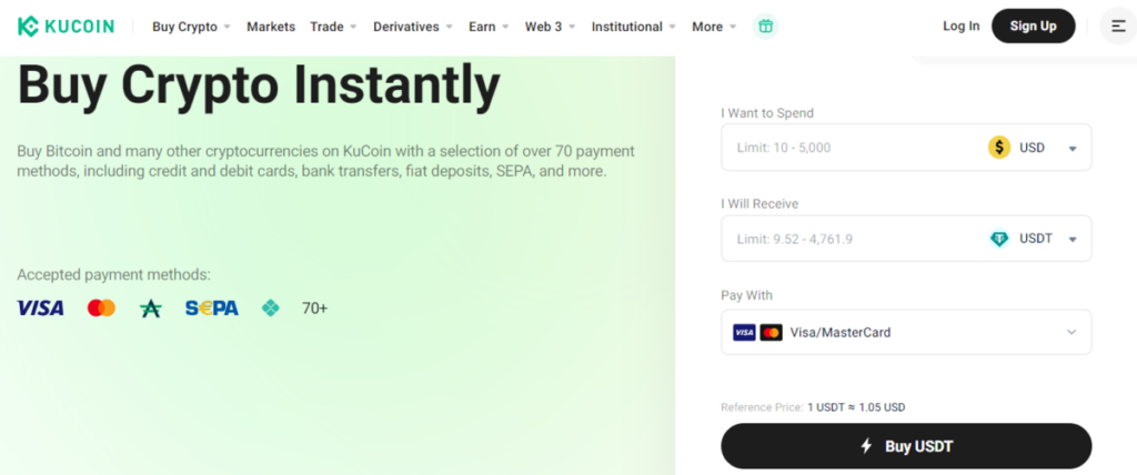 Buy Crypto Instanly on KuCoin 