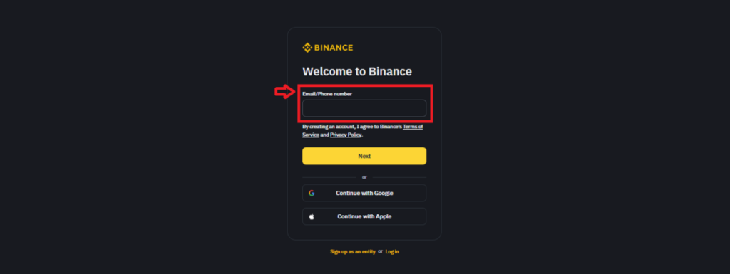 Open an account with Binance referral exchange