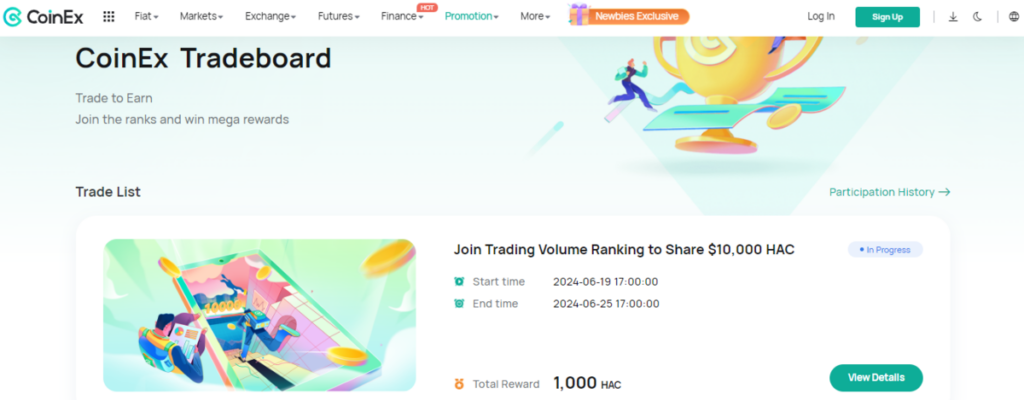 CoinEx Tradeboard - Trade to earn 