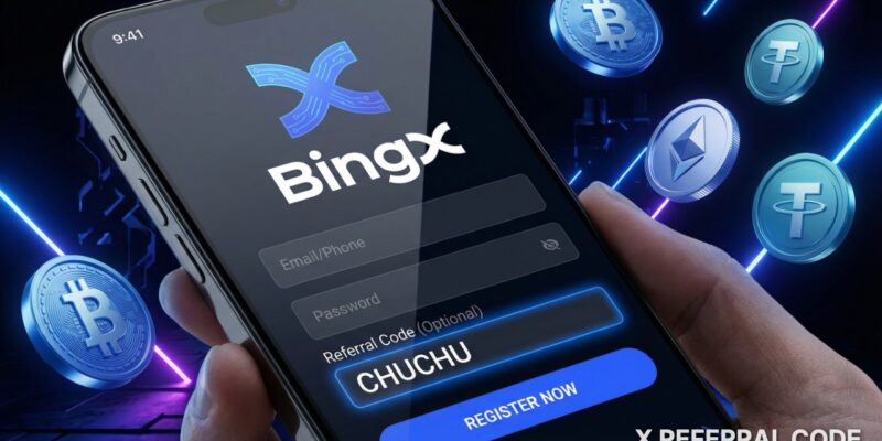 Giao diện đăng ký tài khoản BingX với mã giới thiệu CHUCHU được điền chính xác trong ô thông tin