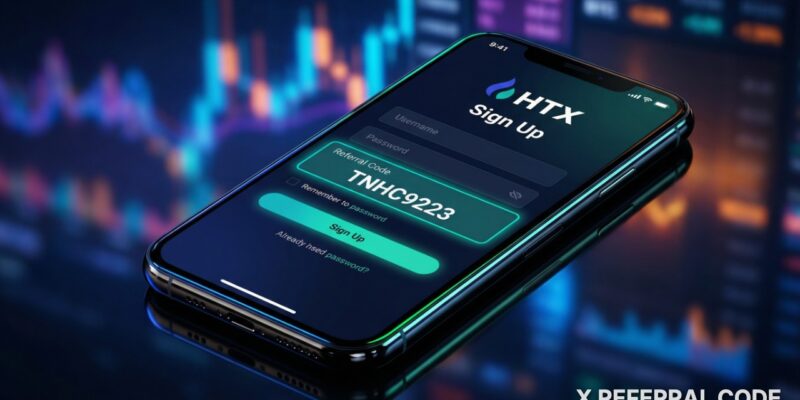 Giao diện biểu mẫu đăng ký tài khoản HTX với ô nhập mã giới thiệu TNHC9223 để nhận ưu đãi đặc biệt