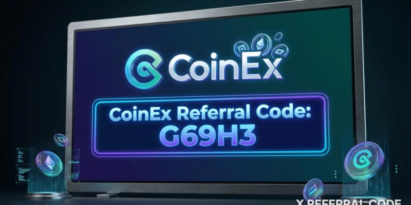 Logo sàn giao dịch CoinEx kết hợp cùng banner mã giới thiệu G69H3 chuyên nghiệp
